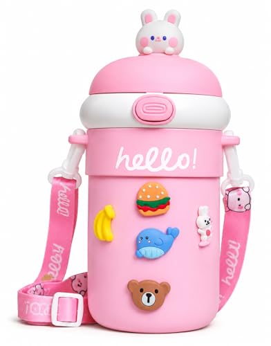 Kids Water Bottle with Straw 500ml - Brown variant front view