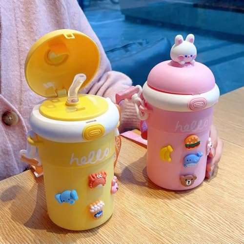 Kids Water Bottle 500ml - leak-proof straw lid detail